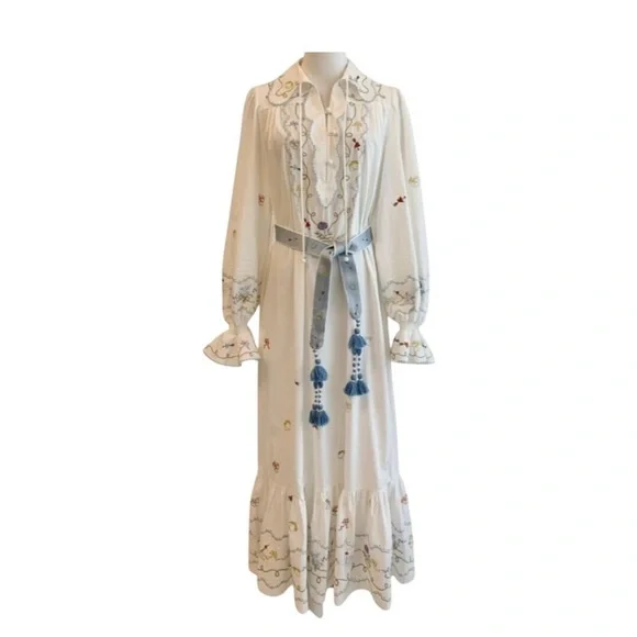 green emerald velvet dress PLAY EMBROIDERED SHIRTDRESS